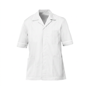 Premium Women White Cotton <b>Scrub</b> <b>Sets</b> Short Sleeve Hospital Uniform Woven Fabric Professional Medical Workwear Needle Detection - Product Image 1
