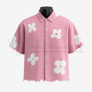 Camisa Casual Rosa Oversize Personalizada para Hombre, 100% Algodón Orgánico Ecológico, OEM ODM, Ropa de Marca Privada - Product Image 1