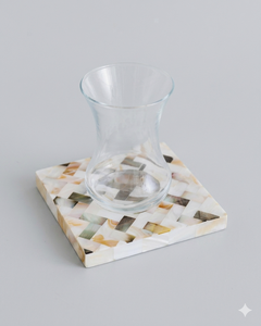 Sous-verres classiques demi-perle en carton pour thé et café, assiettes de service pour tasses arabes, cadeaux du Ramadan - Product Image 1