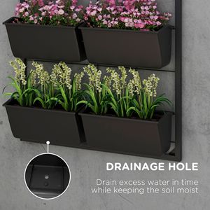 Fioriera da Parete in Metallo Zincato con 6 Vasi, Design a 3 Livelli, Nera, Migliora lo Spazio del Giardino per Fiori e Verdure, Misura Media - Product Image 6