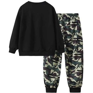 Conjunto de Sudadera Unisex con Estampado de Camuflaje, Sudadera Negra con Bolsillo, Tejido de Algodón, Estilo Casual para Otoño, Corte Holgado, Manga Regular - Product Image 2