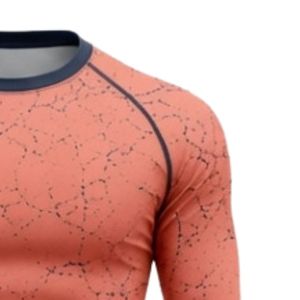 Coral Long Sleeve Compression <b>Shirt</b> Crackle Print Athletic Training Gym Workout Breathable Sublimated Performance Sportswear - Product Image 4