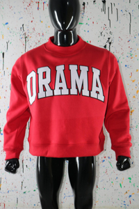 Red Oversized Crew Neck Sweatshirt With Drama Print Unisex Casual Knitted Pullover Autumn Wear CLUSH SPORTS - Product Image 2