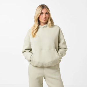 Conjunto de Sudadera con Capucha y Pantalones para Mujer, Chándal de Felpa 100% Algodón, Lavado Ácido, Estampado, Ecológico, Color Marrón, Ajuste Holgado 2 - Product Image 1