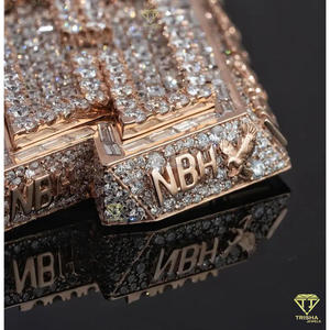 จี้เพชรทรงบาแก็ตต์แบบสั่งทำพิเศษ "NBN" สร้อยคอฮิปฮอป เครื่องประดับหรูหรา ของขวัญ - Product Image 4
