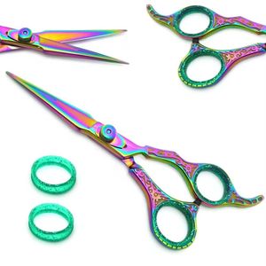 Ciseaux de coiffure arc-en-ciel professionnels en acier inoxydable, lame tranchante, manche long, pour droitiers, usage en salon - Product Image 4