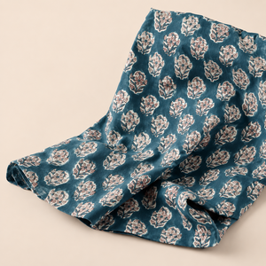 Tela de Algodón Estampada a Mano con Diseño Floral Buta en Color Verde Azulado Oscuro, Suave y Transpirable, para Confección de Kurta y Decoración del Hogar - Product Image 2
