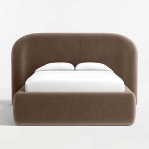 Custom Fabric Round Edge <b>Double</b> <b>Bed</b> | Luxury Hotel Fully Upholstered <b>Bed</b> Manufacturer India - Product Image 2
