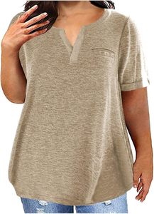 Camiseta de manga corta con cuello en V para mujer, tono macaron, corte ajustado, informal, con bolsillo, estilo urbano, para verano - Product Image 4