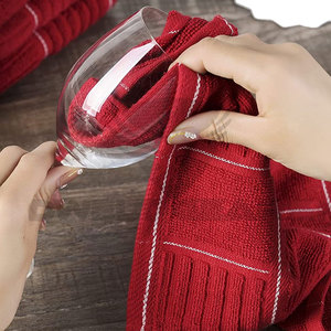 <b>Red</b> Cotton <b>Towel</b> Set Rectangular Woven Solid Color Pla in Home Use - Product Image 3