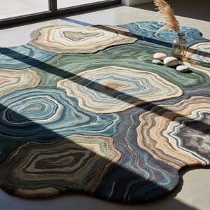 Luxury Agate Stone Abstract Rug Modern hand Tufted Rug Irregular <b>Geode</b> <b>Crystal</b> Area Rug Styling Home Rug Bed Room Home Decore - Product Image 3
