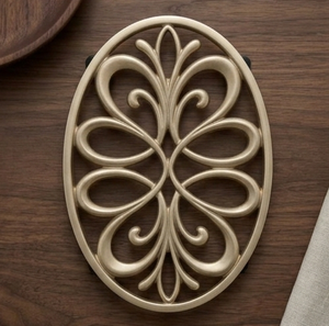 Oval <b>Gold</b> Stainless Steel Trivet Heat Resistant Classic Metal Table Mat <b>Placemat</b> for Dining Decor - Product Image 1