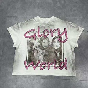 2026 Wholesale High Quality Custom Dtg Print O Neck Gemstones <b>Tshirts</b> for Men Dirty Washed Distressed Design Men's <b>Tshirts</b> - Product Image 2