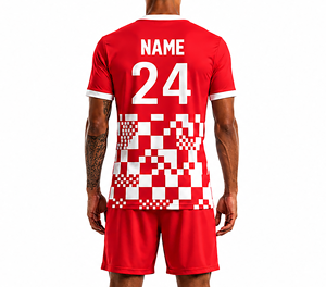 Ensemble d'uniformes de football personnalisés avec impression de lettres d'équipe, service OEM en gros, maillot à transfert thermique, technique de découpe automatisée, 100% - Product Image 5