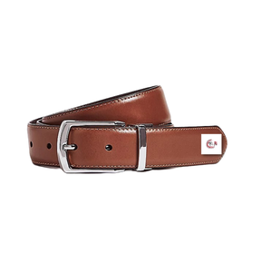 Cinturón Reversible de piel lisa para hombre, cinturón de cuero auténtico negro y marrón con hebilla de Zinc - Product Image 2