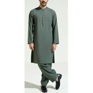 Shalwar Kameez uni pour homme, tissu de qualité supérieure, confortable, vêtement traditionnel pour la vie quotidienne et la prière. - Product Image 1