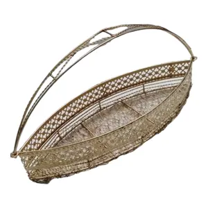 New Design golden metal Gift Basket Gift Hamper Fruit Basket For Party/Picnic Home Decoration