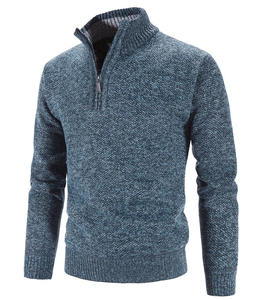<b>Mens</b> <b>Grey</b> Quarter Zip Digital Printing Polyester/Cotton Fleece Sweater Casual Long Sleeve Knit Pullover Warm Winter Streetwear - Product Image 1