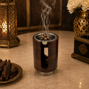 Brûleur à Bakhoor Rustique en Bois et Laiton, Porte-Encens Oud pour Ramadan et Aïd, Mabkhara Arabe, Encensoir Aromatique, Décoration Islamique pour la Maison, Vente en Gros - Product Image 1