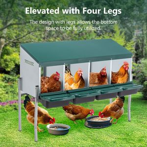 Green 4-Hole Chicken <b>Nest</b> with Legs and Cover <b>Protective</b> Animal Cage for Eggs - Product Image 5