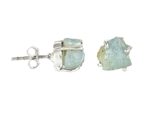 Pendientes de Plata de Ley 925 con Aguamarina Natural en Bruto, Joyería Hecha a Mano, Pendientes de Piedras Preciosas Naturales para Uso Diario - Product Image 1