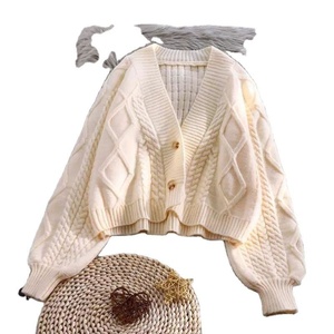 Cardigan en maille à manches longues pour femme, couleur unie, automne-hiver, style manteau et veste - Product Image 1