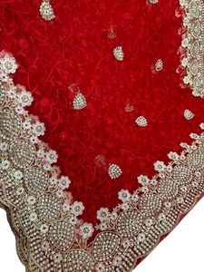 Heavy Look Bridal Sari Traditional Indian Designer Net <b>Saree</b> <b>Blouse</b> Women's Party Wear Embroidery Work with Pearls Diamonds Work - Product Image 6