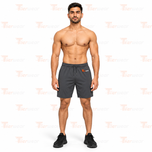 <b>Men</b> <b>Red</b> Cotton Polo <b>Shirt</b> Shorts Set Breathable Summer Casual Wear Solid Color Front Logo Knitted Fabric Seamless - Product Image 5
