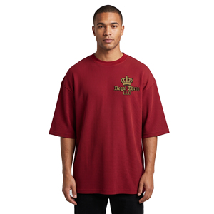 High Quality Waffle Drop Shoulder Tee Shirts Men Short Sleeve Windproof Waffle T Shirt Men's Crew Neck Waffle Knitted <b>TShirt</b> Men - Product Image 6