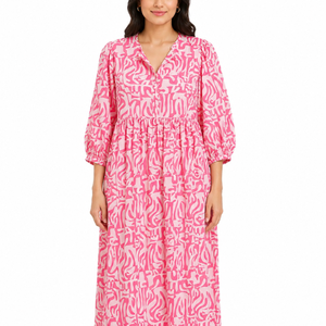 Hermoso vestido floral de algodón con estampado a mano, vestido para uso casual, vestido con estampado a mano. - Product Image 1