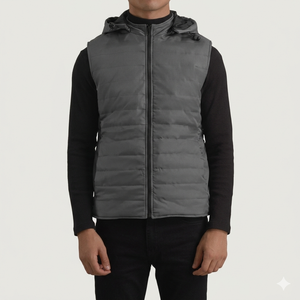 Gilet matelassé en cuir noir de qualité supérieure pour homme, véritable peau de mouton, sans manches, veste d'hiver rembourrée, gilet pour homme - Product Image 1