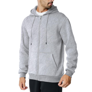 Sweat-shirt à capuche gris pour homme, coupe classique, en molleton décontracté 100 % coton, manches longues, couleur unie - Product Image 3