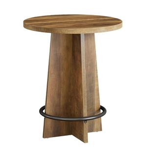 Wooden Tavern <b>Bar</b> Table with Storage Drawers <b>Small</b> Side Coffee Table - Product Image 5