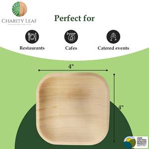Piatto Quadrato Monouso da 4 Pollici Realizzato in Foglia di Palma Naturale - Product Image 4