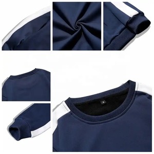 Conjunto Deportivo Unisex Azul Marino, Sudadera de Cuello Redondo con Rayas Blancas, Pantalones Largos con Cordón Ajustable, Ropa Casual para Adultos - Product Image 3