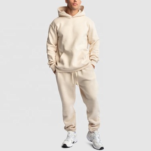 Wholesale Cotton Heavyweight Athletic Tracksuit Solid Color Jogger Hoodie <b>Set</b> for Men - Product Image 6