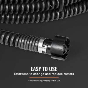 Câble de nettoyage de vidange professionnel 45 FT X 7/8 pouces 6 coupeurs 0.8 \ "-5.9 \" tuyaux noyau creux égout tarière câble évier nettoyeur de sol - Product Image 5