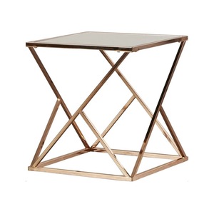 Metal designer <b>Table</b> your home decor with this modern <b>table</b> featuring a <b>clear</b> glass top and a bold geometric design - Product Image 1