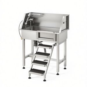 Professional <b>Dog</b> and Pet Grooming Station Stainless Steel and Wood Tub for Indoor Use for Cats and Reptiles <b>Bathing</b> - Product Image 2