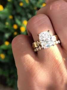 Bague de fiançailles en diamant de laboratoire taille coussin 5,5 carats, alliance large, ensemble de mariage, IGI, or massif 10k 14k 18k, bijoux fins, vente en gros - Product Image 6