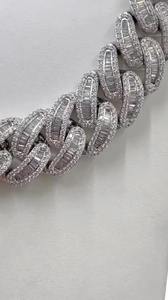 Custom Design 16mm <b>Name</b> Necklace Iced Baguette VVS Moissanite Cuban Link <b>Chain</b> Silver Plated 925 Sterling Silver Hip Hop Style - Product Image 5