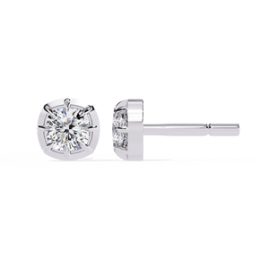 Pendientes Clásicos Redondos de Moissanita con Engaste de Garra, Joyería de Compromiso para Mujer, Chapados en Oro Blanco - Product Image 1