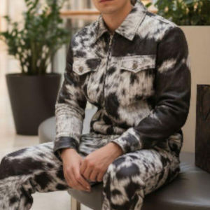 Chaqueta de Cuero Auténtico de Piel de Vaca con Pelo Natural, Estilo Casual Desgastado para Hombre, Cuello Alto, Personalizable, Transpirable, para Invierno - Product Image 3