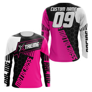 Maillot de motocross personnalisé à manches longues, impression par sublimation, chemise de course pour homme, vert, noir, blanc, spandex/polyester, anti-UV, imperméable - Product Image 2