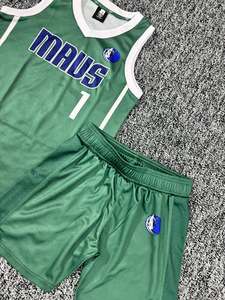 Ensemble de maillots de basket-ball pour hommes HAQ MEHARBAN SPORTS, vert, col en V, sans manches, sublimé, respirant, en maille, uniformes 100% polyester - Product Image 3