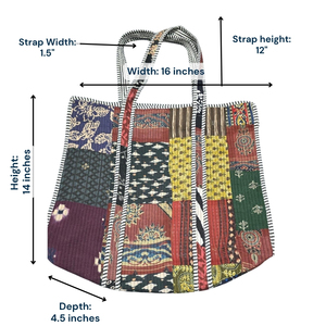 Sac fourre-tout en coton imprimé patchwork bohème, ouvert en dessus, spacieux, pour le shopping, toutes saisons, idéal pour les voyages et les vacances - Product Image 2