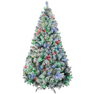 Sapin de Noël LED blanc chaud avec branches floquées colorées, pré-éclairé, base en acier, décoration de fête - Product Image 1