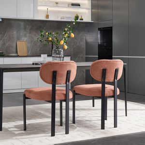 Set di 2 Sedie da Pranzo Moderne Stile Mid-Century, Rivestite in Bouclé con Gambe in Metallo Nero per Cucina e Sala da Pranzo - Product Image 2