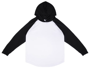 Sweat-shirt à capuche à manches raglan pour homme, couleur unie, décontracté, tricoté, coupe classique, manches longues, blanc, noir - Product Image 1