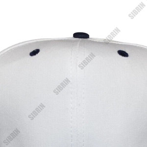 SIBRIN Custom Logo Unisex 6-Panel Baseball <b>Cap</b> White Navy Blue Color Cotton Twill Fabric Premium Baseball <b>Hat</b> <b>Flat</b> Brim Snapback - Product Image 5